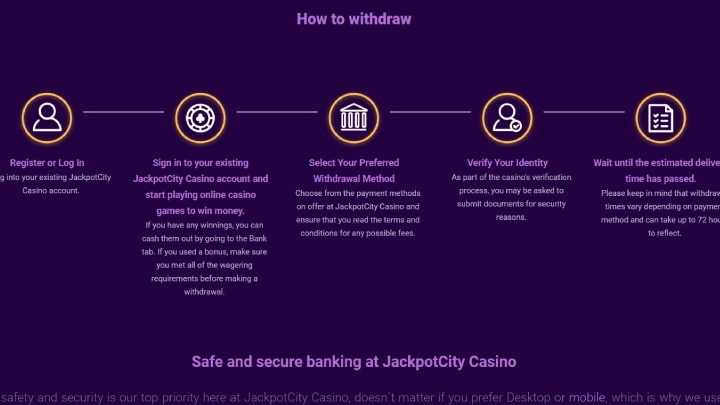 jackpot city withdrawal process