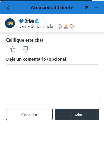 Calificar chat Rushbet